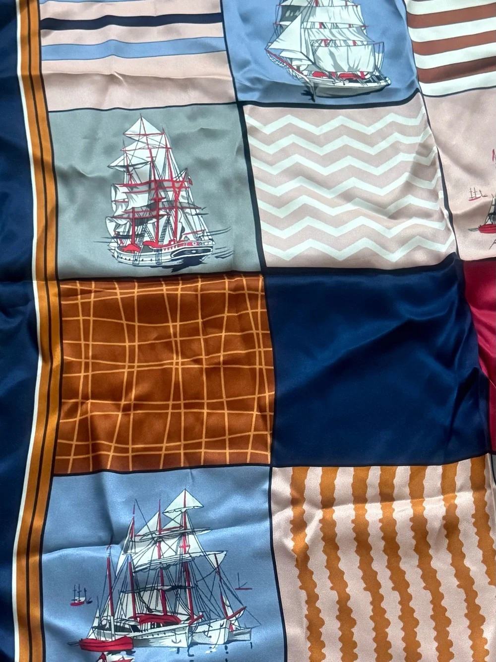nautical-themed 100% silk scarf